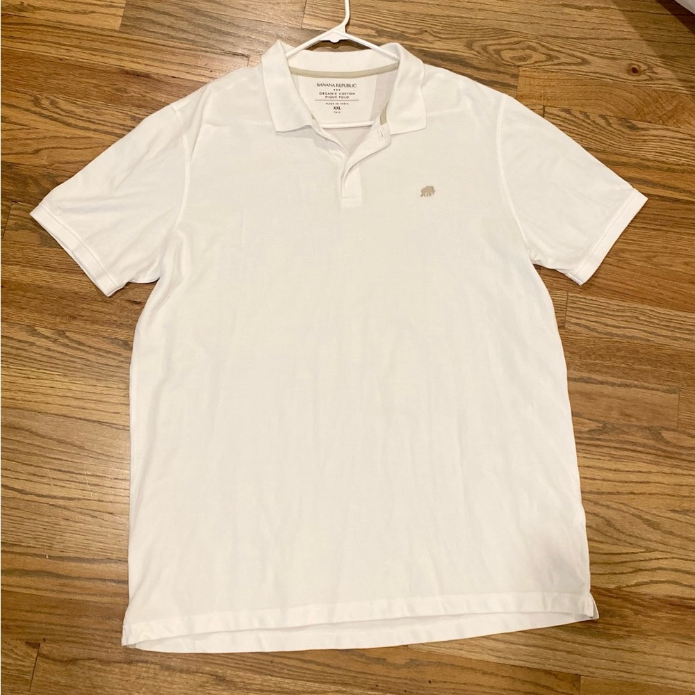 Banana Republic white organic cotton pique polo in size XXL tall